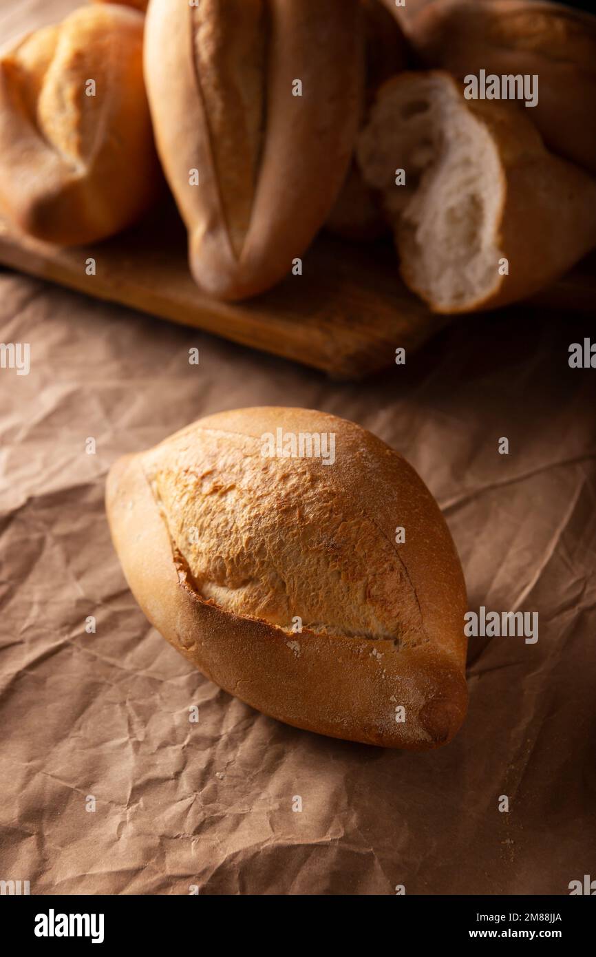 Bolillos. Traditional mexican bakery. White bread commonly used to