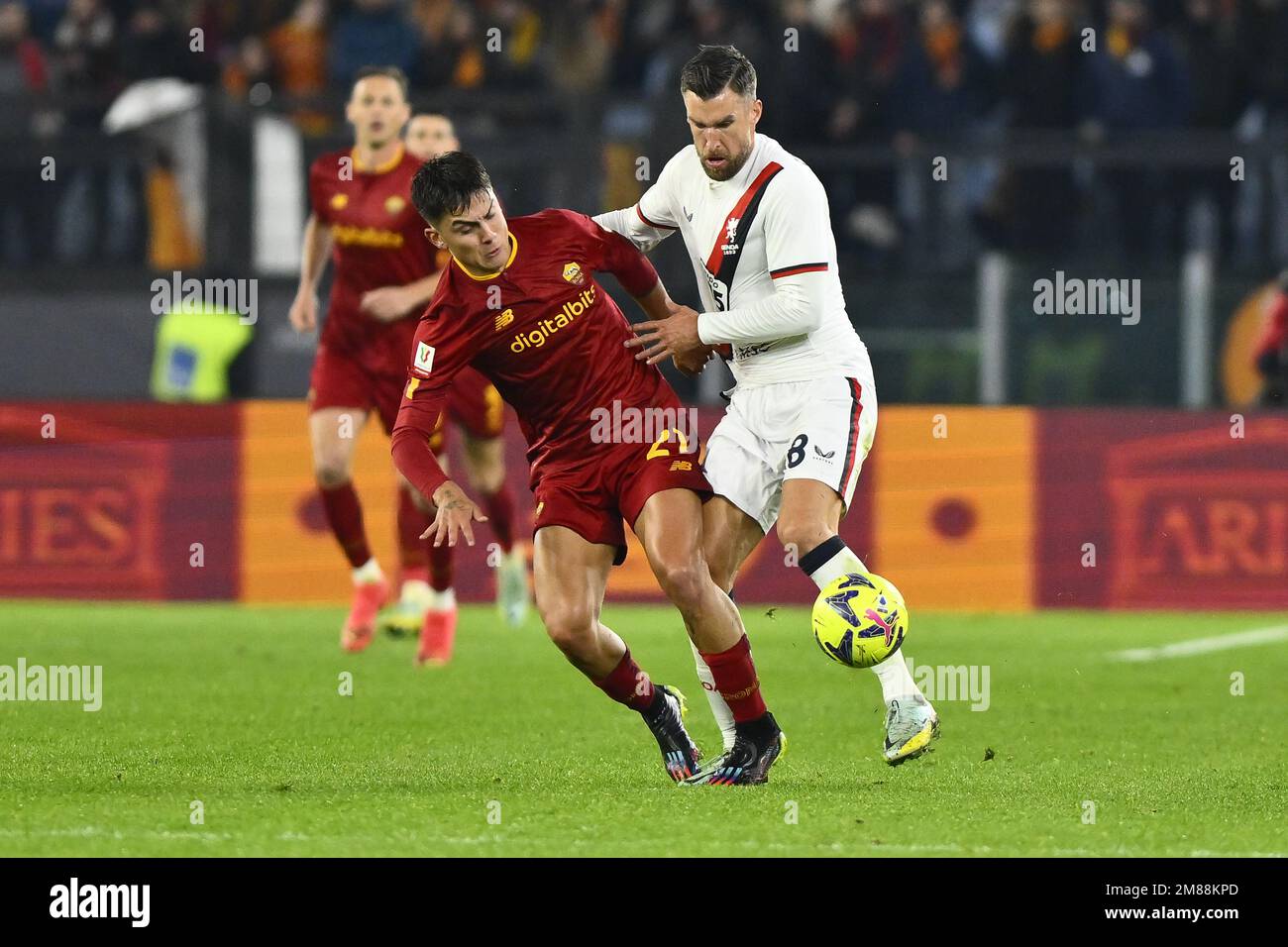 Paulo Dybala of A.S. Roma and Kevin Johannes Willem Strootman of Genoa CFC  during the Coppa Italia eighth-final between A.S. Roma vs Genoa C.F.C on Ja  Stock Photo - Alamy