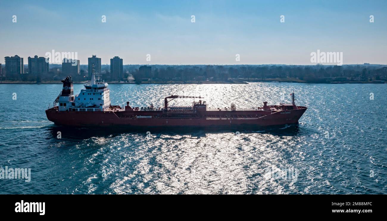 Detroit, Michigan The oil/chemical tanker Algoterra is downbound on