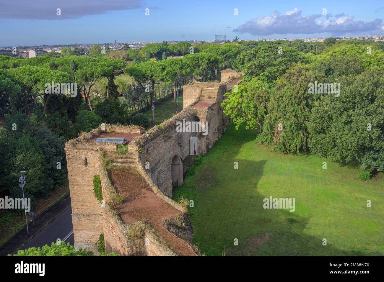 View of the Aurelian Wall from the Museo delle Mura, Rome, Italy, Europe Stock Photo