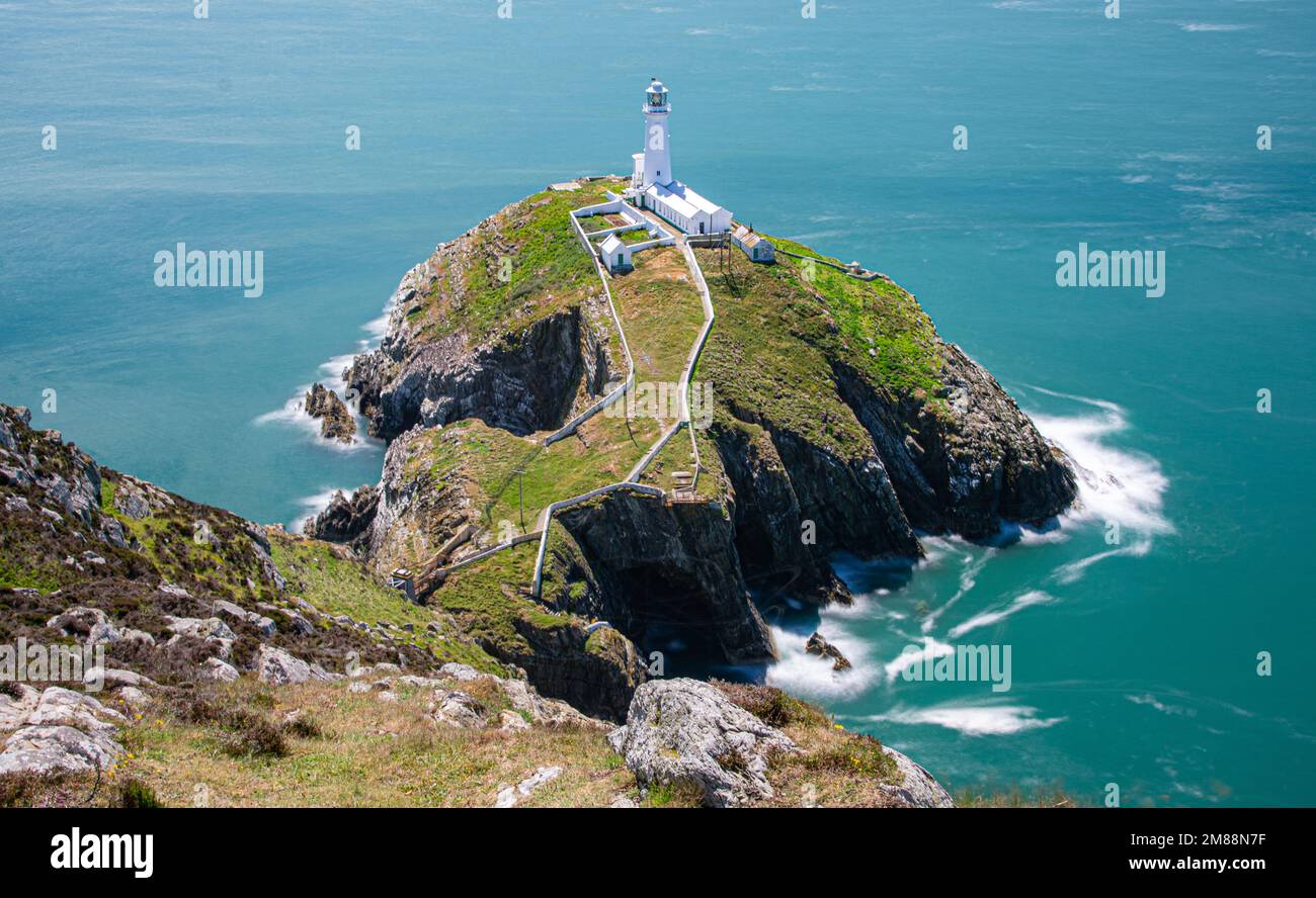 South Stack Lighthouse off the North West Coast of Anglesey, North Wales, UK Stock Photo