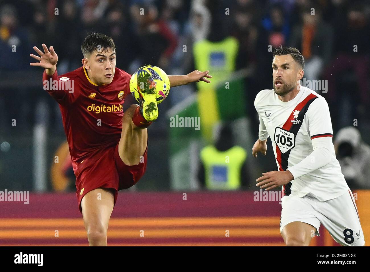 Paulo Dybala of A.S. Roma and Kevin Johannes Willem Strootman of Genoa CFC  during the Coppa Italia eighth-final between A.S. Roma vs Genoa C.F.C on Ja  Stock Photo - Alamy