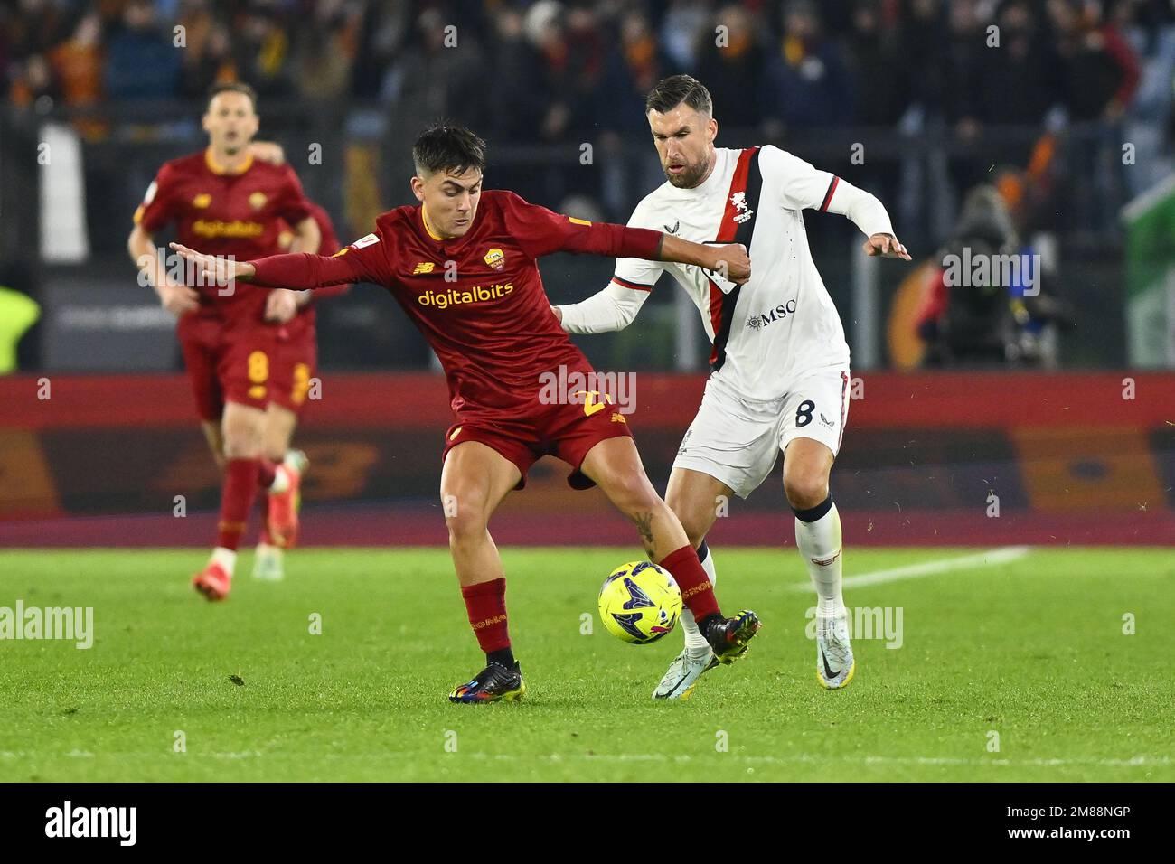 Paulo Dybala of A.S. Roma and Kevin Johannes Willem Strootman of Genoa CFC  during the Coppa Italia eighth-final between A.S. Roma vs Genoa C.F.C on Ja  Stock Photo - Alamy