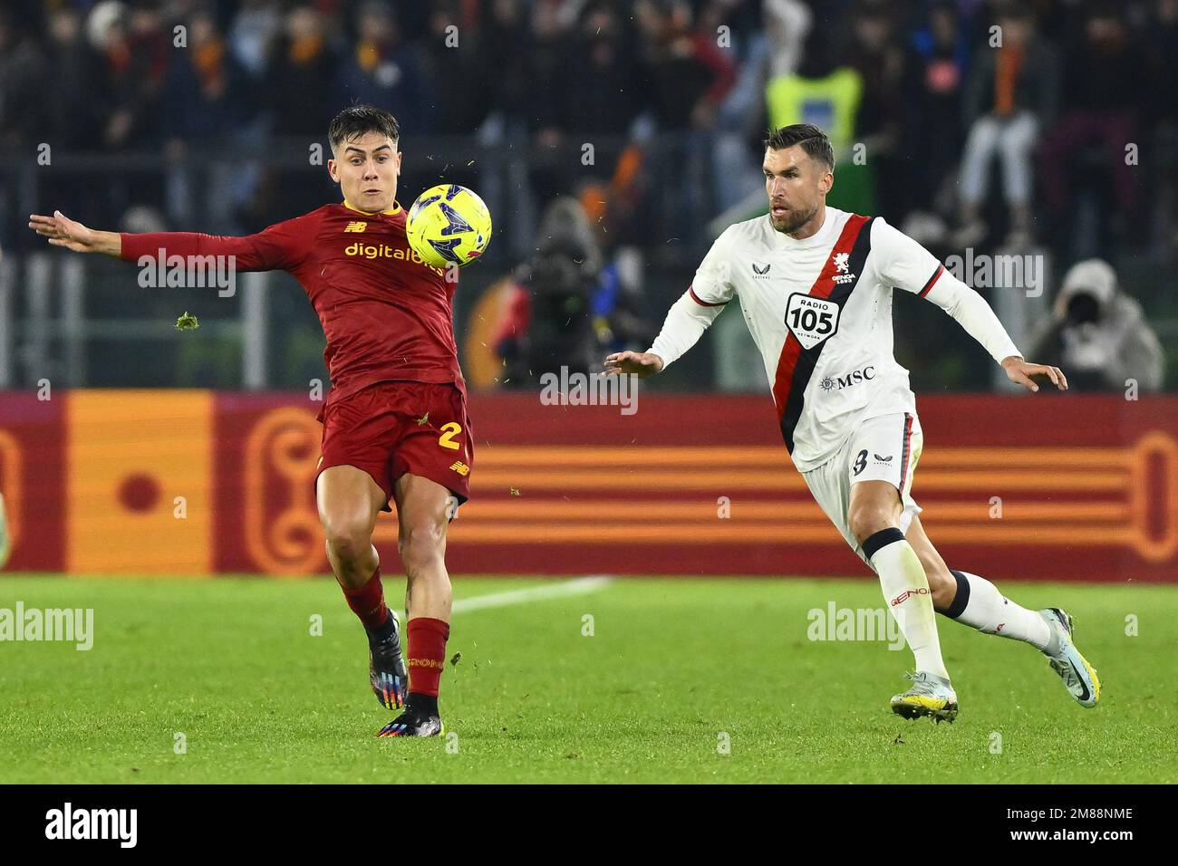 Paulo Dybala of A.S. Roma and Kevin Johannes Willem Strootman of Genoa CFC  during the Coppa Italia eighth-final between A.S. Roma vs Genoa C.F.C on Ja  Stock Photo - Alamy