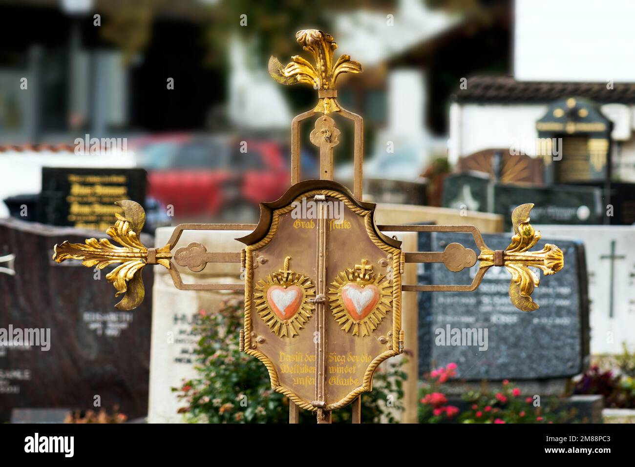 Old, wrought-iron grave cross, Bavaria, Germany Stock Photo