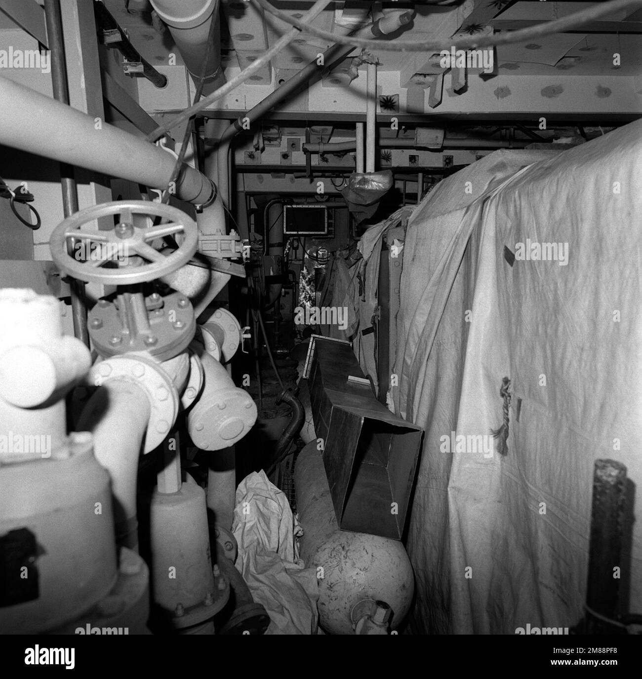 A view of the unfinished ship's service generator No. 3 room ...