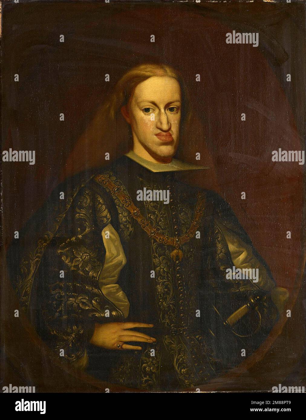 A less than flattering portrait of king charles ii of spain stock photo