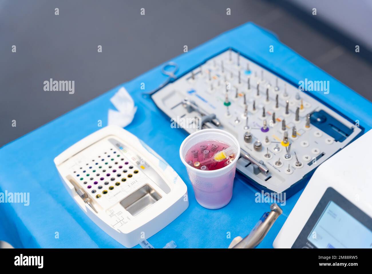 Dental clinic, machines and utensils before the operation in the dental