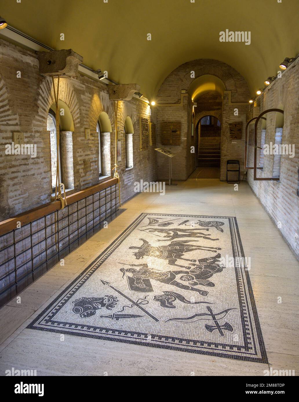 Floor mosaics in the Museo delle Mura, Rome, Italy, Europe Stock Photo