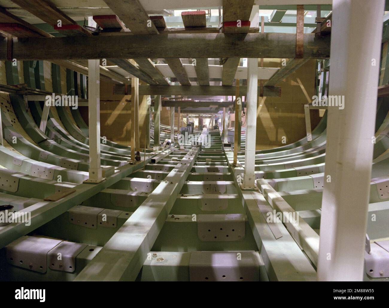 An interior view of the centerline looking aft of the mine