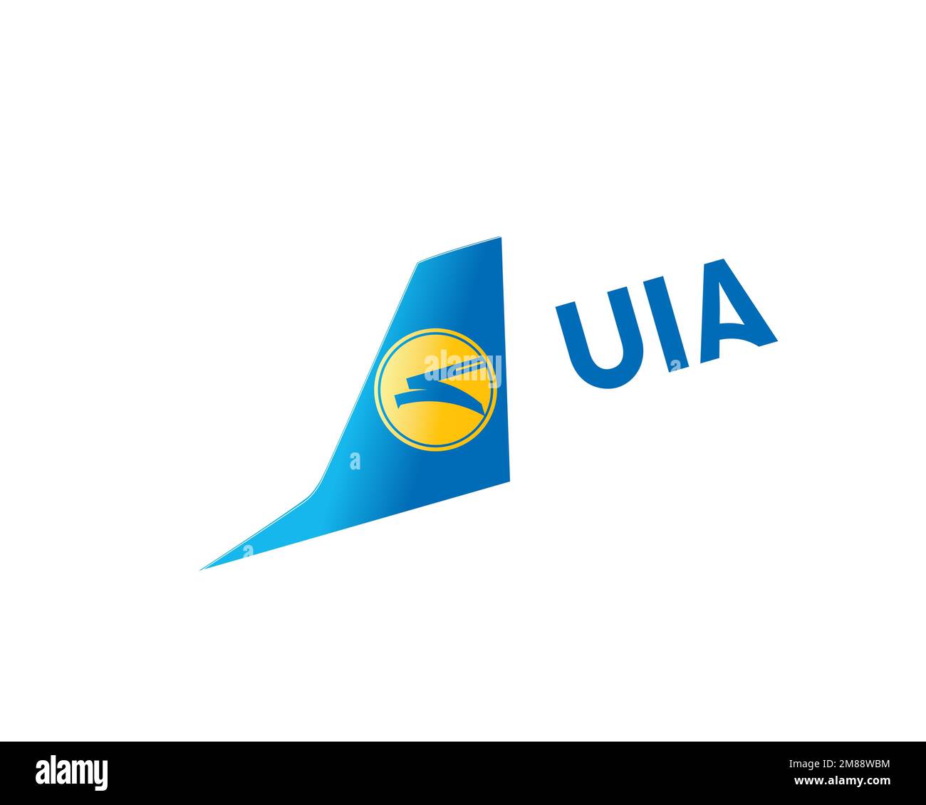 Ukraine International Airline, rotated logo, white background Stock Photo