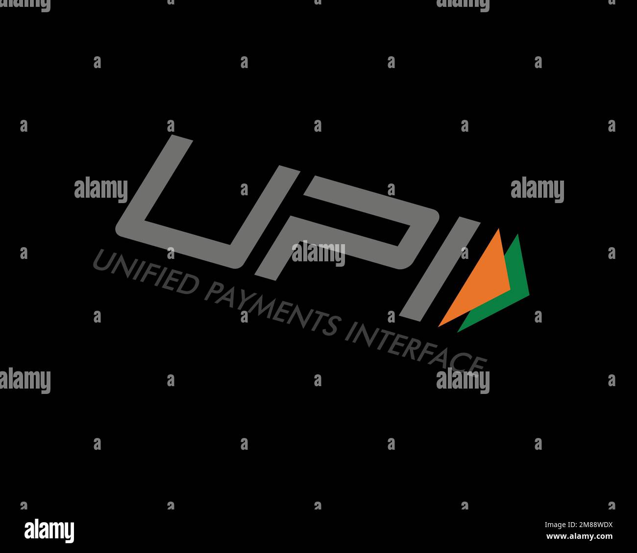 Unified Payments Interface, rotated logo, black background B Stock Photo - Alamy