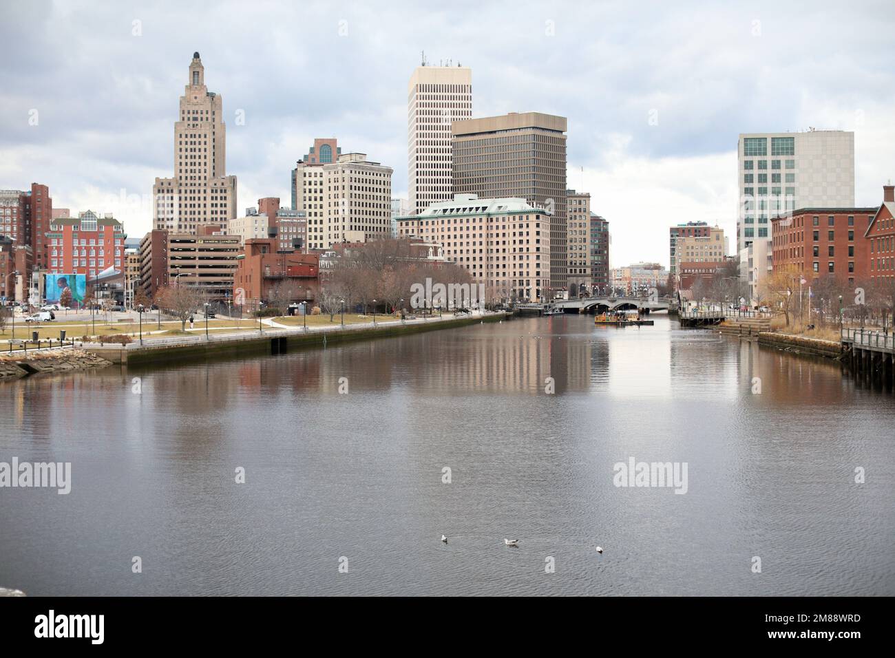 Providence Rhode Island Buildings landscape biltmore river urban city Stock Photo