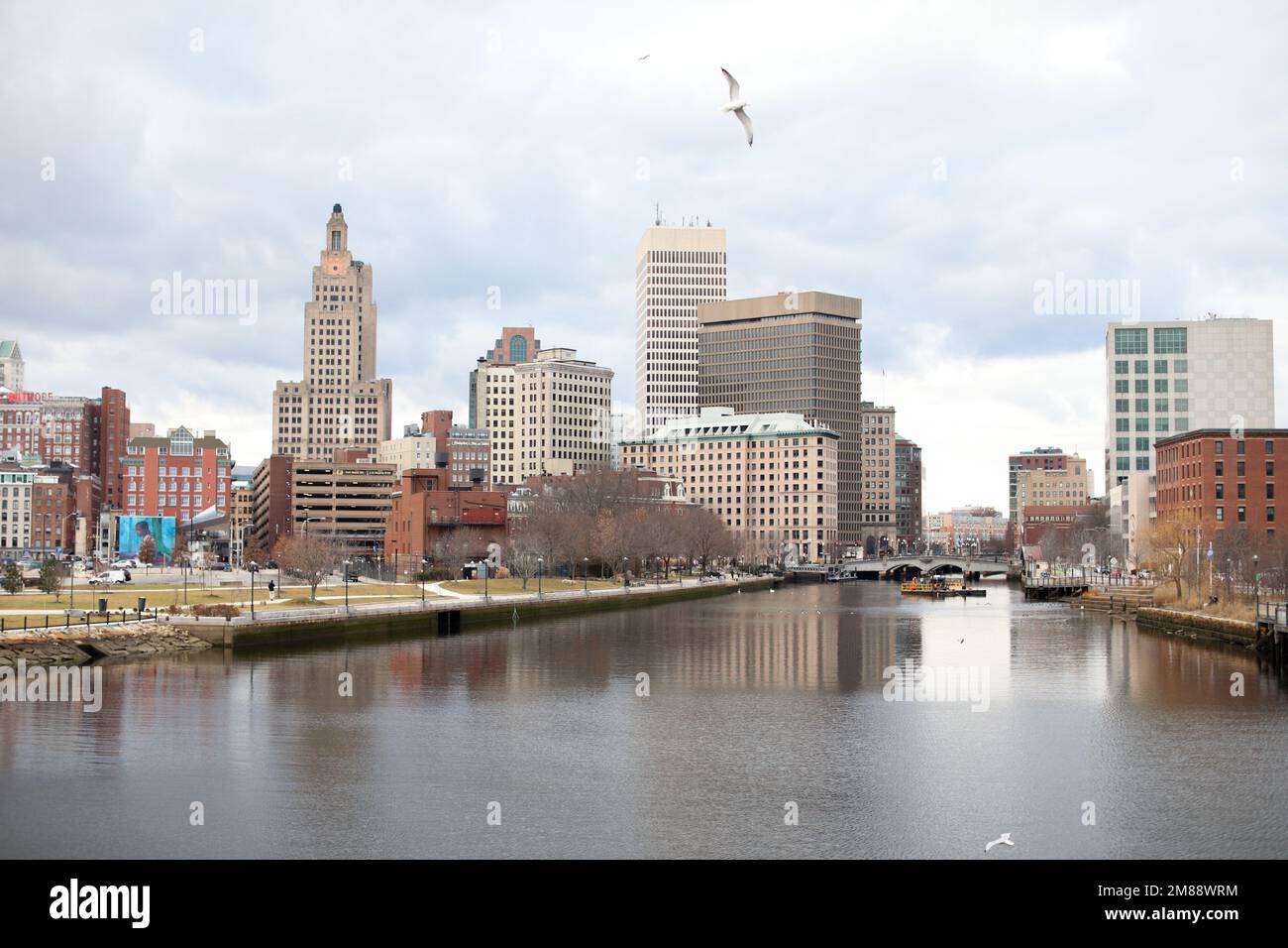 Providence Rhode Island Buildings landscape biltmore river urban city Stock Photo