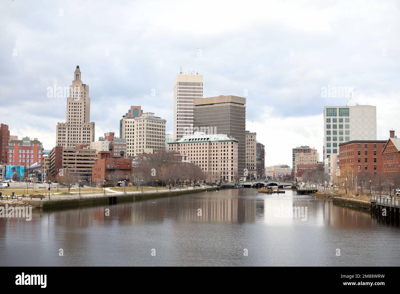 Providence Rhode Island Buildings landscape biltmore river urban city Stock Photo