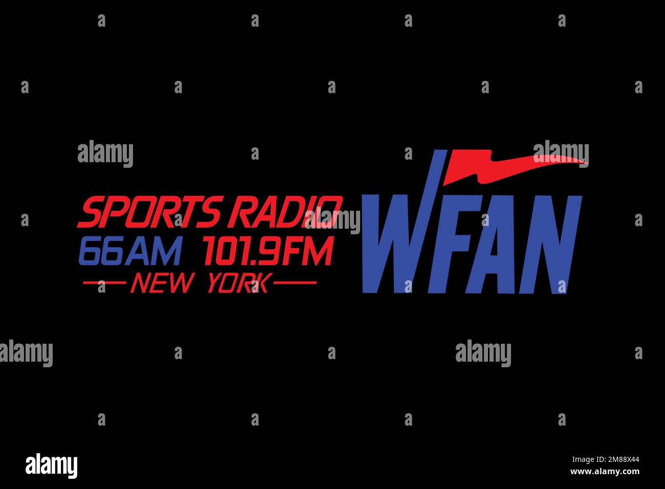 WFAN AM, Logo, Black background Stock Photo Alamy