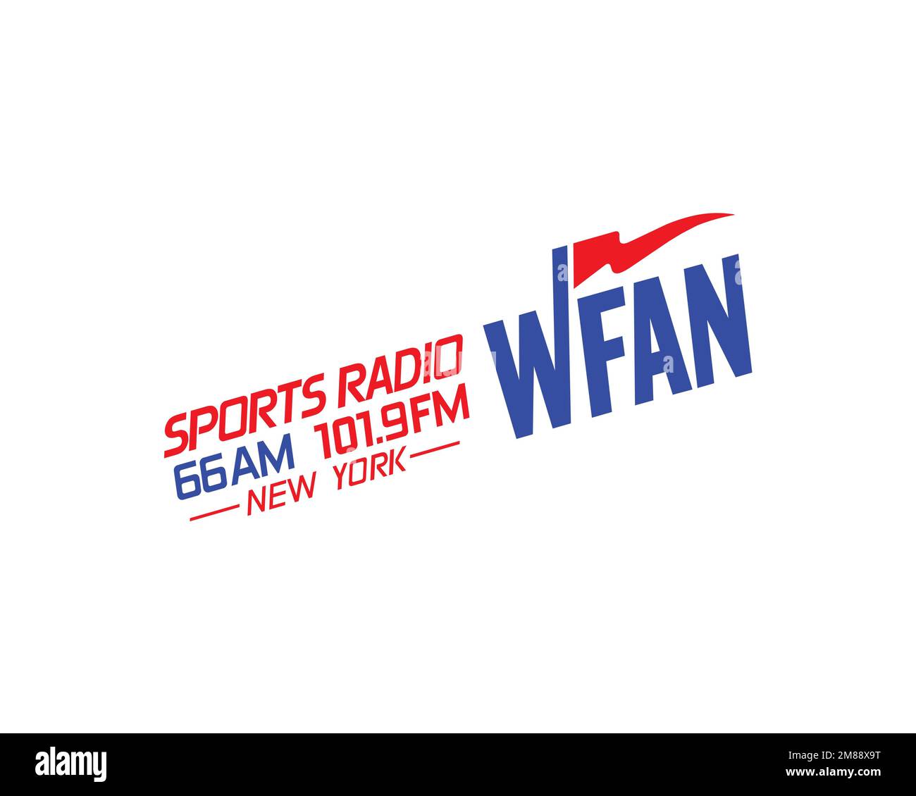 WFAN AM, rotated logo, white background Stock Photo Alamy