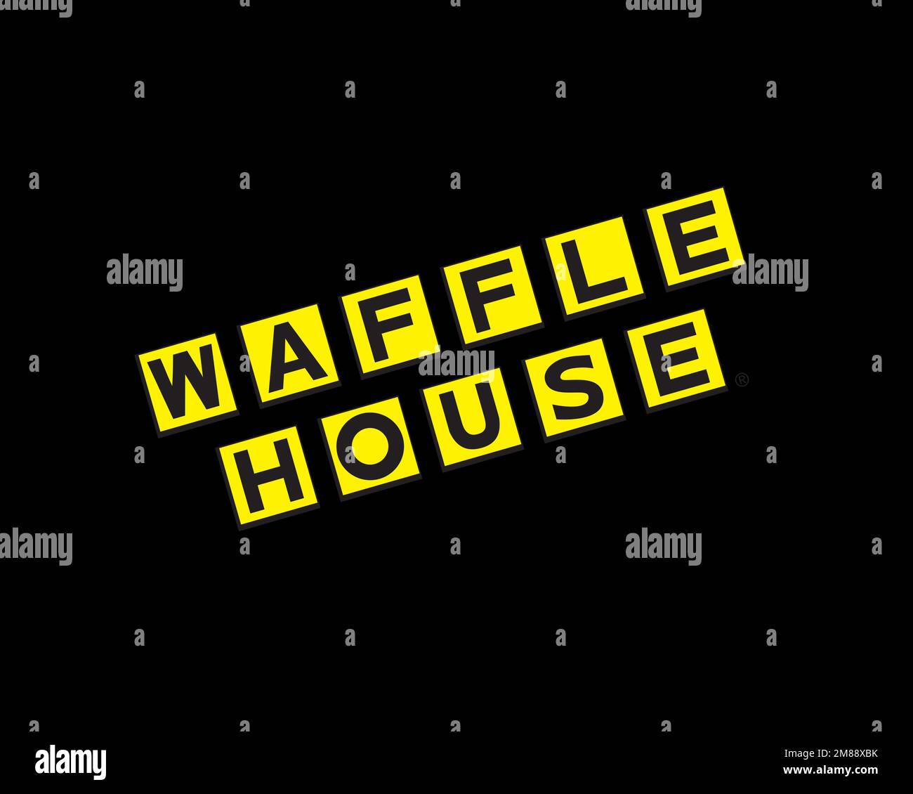 Waffle House, rotated logo, black background Stock Photo Alamy