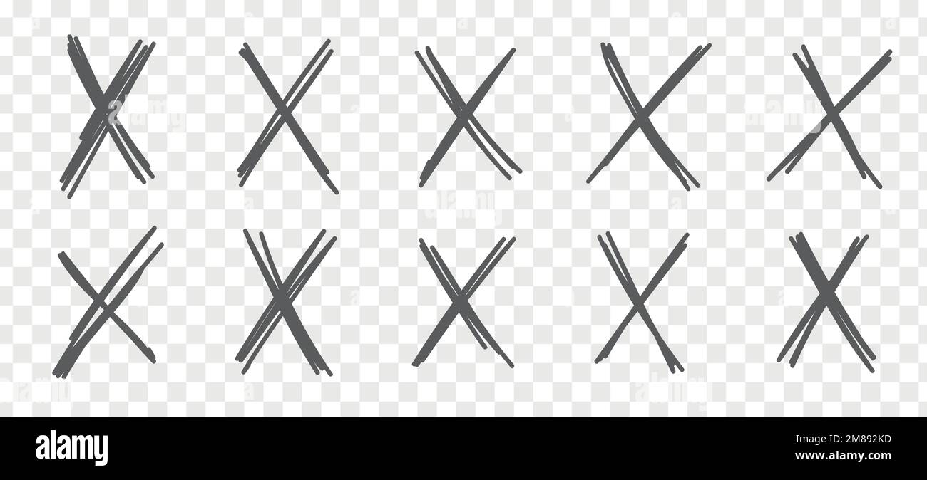 X sign doodle of hand draw style. Graffiti mark,typography paint brush