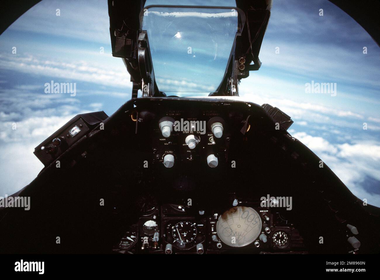 A view of the cockpit of an Attack Squadron 46 (VA-46) A-7E Corsair II aircraft. Country: Unknown Stock Photo