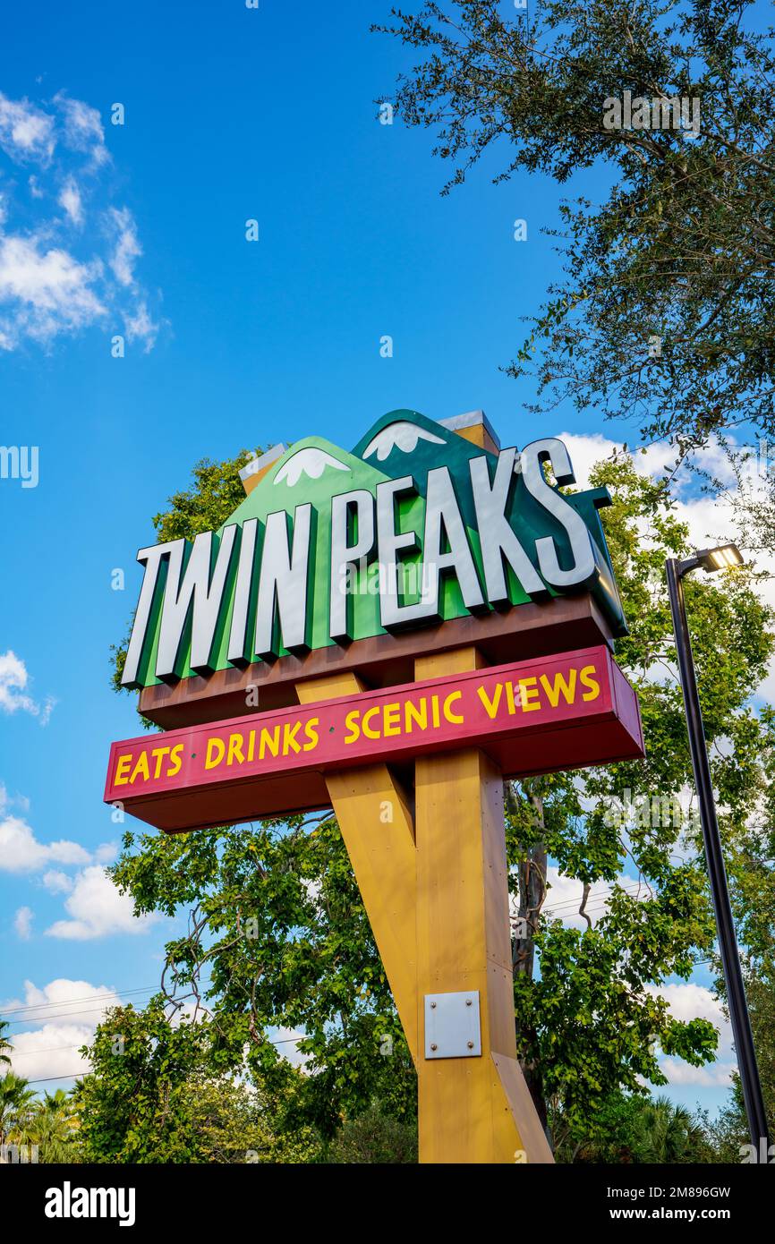 Davie, FL, USA - January 12, 2023: Photo of the Twin Peaks restaurant