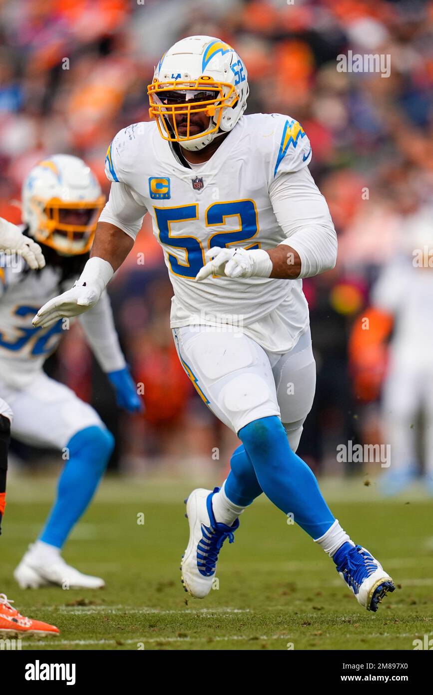 Los Angeles Chargers linebacker Khalil Mack (52) plays against the Denver  Broncos during an NFL football game, Sunday, Jan. 8, 2023, in Denver. (AP  Photo/Jack Dempsey Stock Photo - Alamy