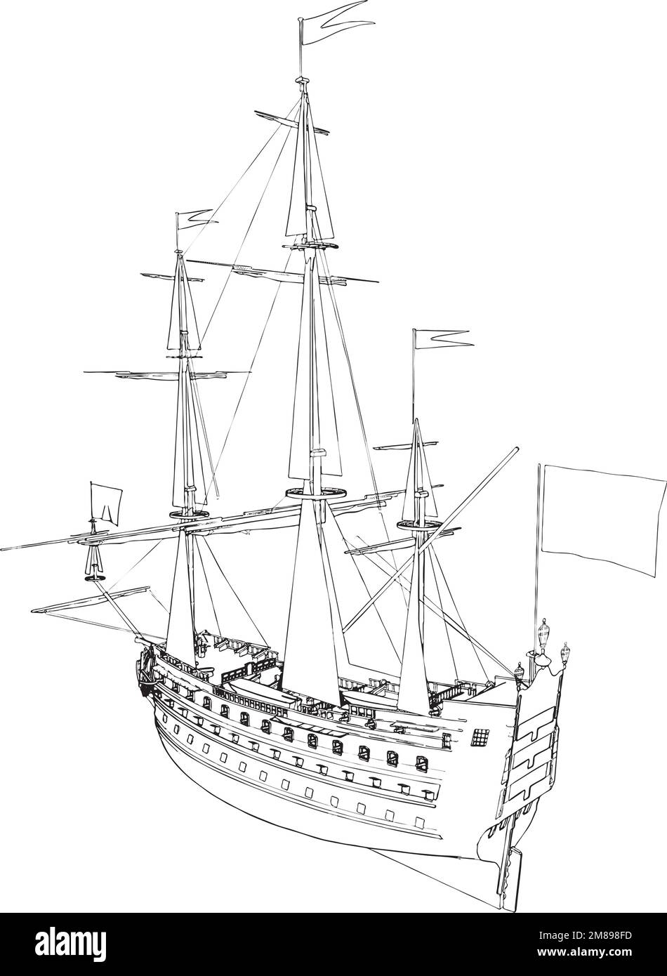 Historic ship drawing Black and White Stock Photos & Images - Alamy