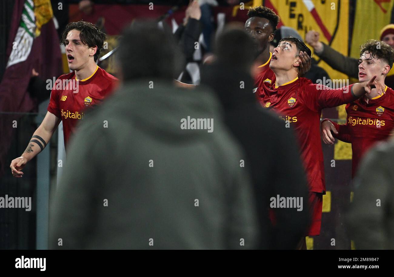 Roma, Italy. 12th Jan, 2023. Paulo Dybala of AS Roma celebrates