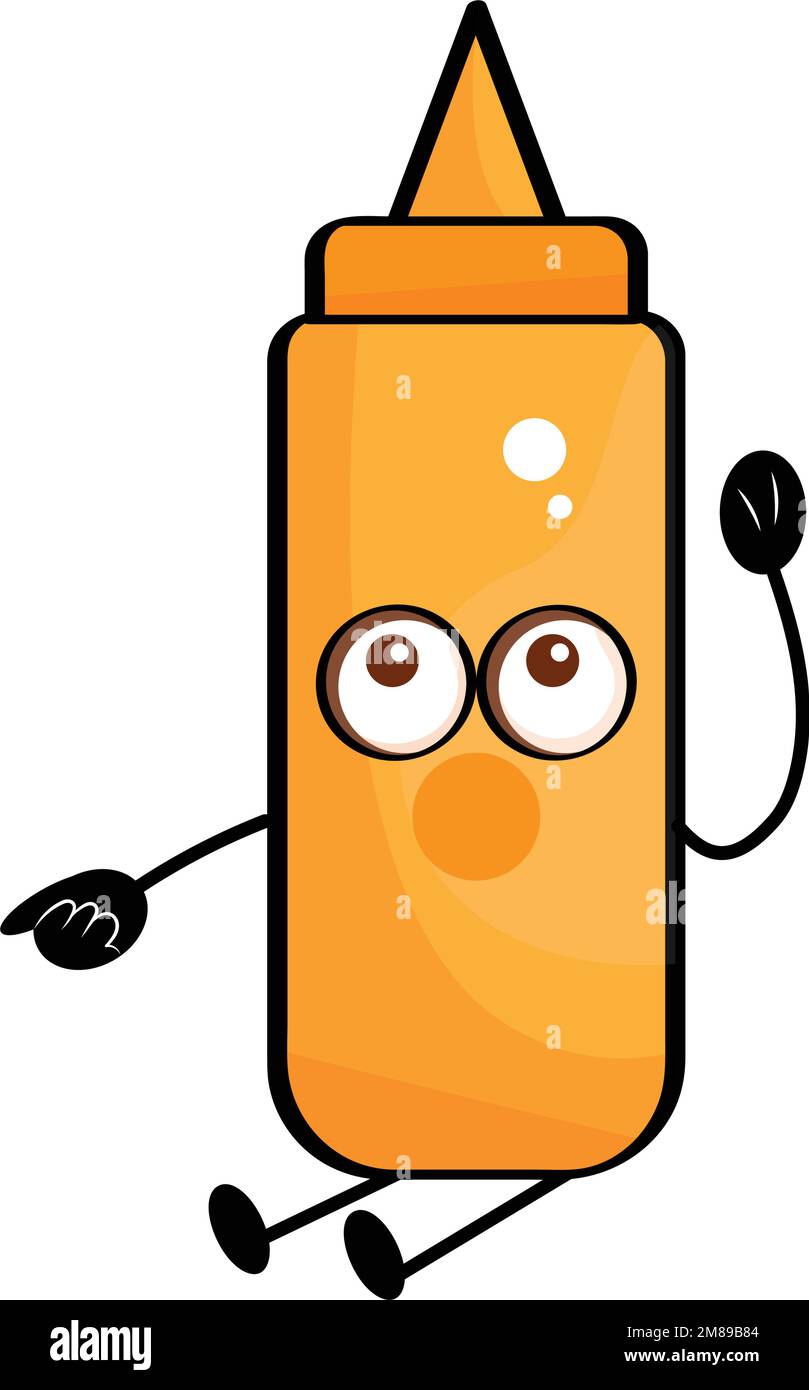 Isolated cute mustard bottle cartoon character Vector Stock Vector