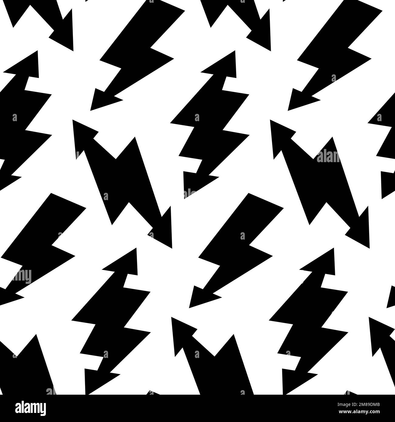 Black lightning bolts seamless pattern. Thunderbolts repeating background. Storm and lightning strike ornament wallpaper. Energy power or electricity Stock Vector