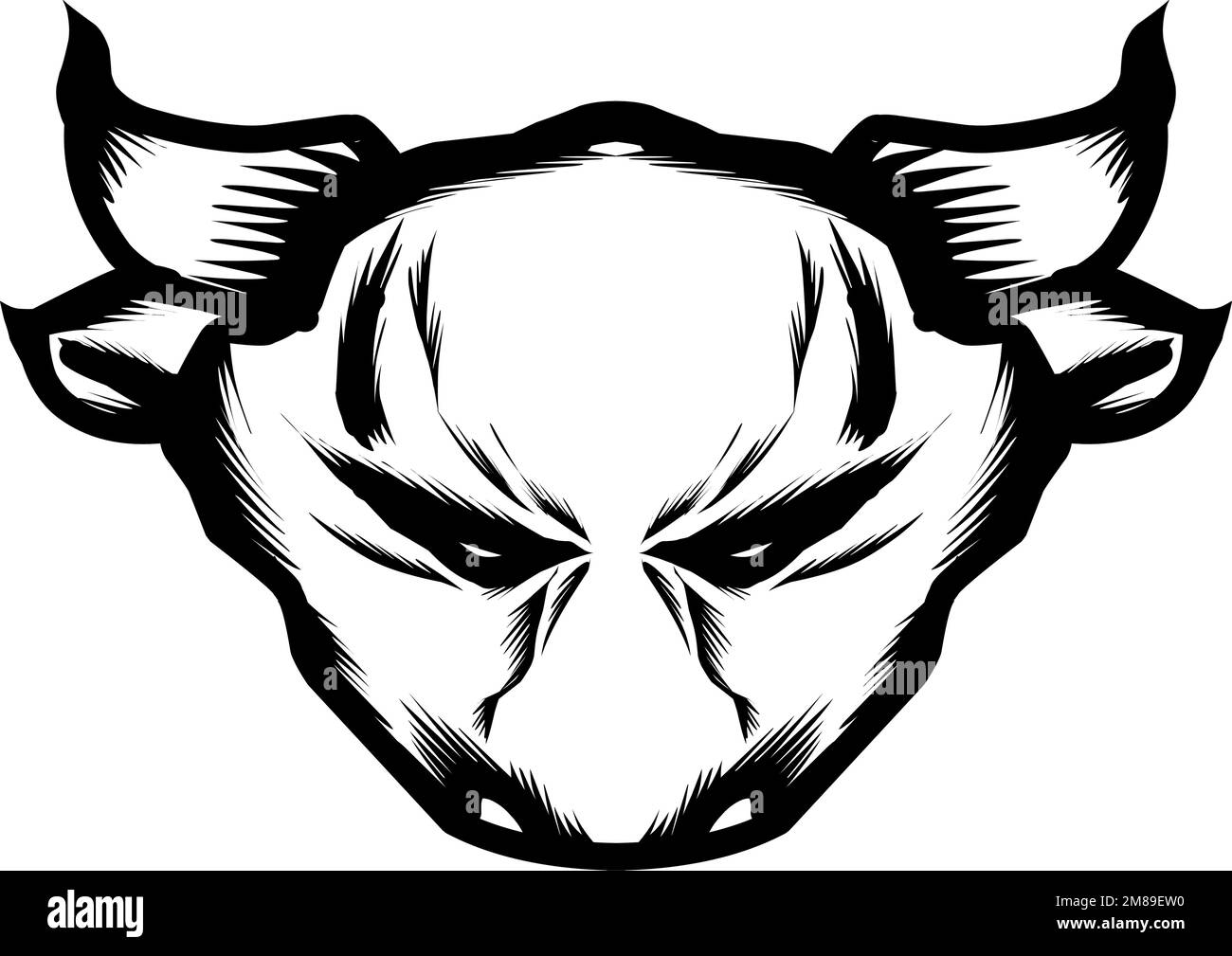 A buffalo head design. Wild Animals. Easy editable. Perfect for logos, stickers, tattoos, icons Stock Vector