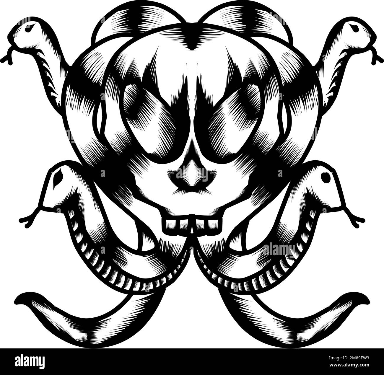 Skull Snake Design perfect for tshirt design, logo, sticker and others Stock Vector