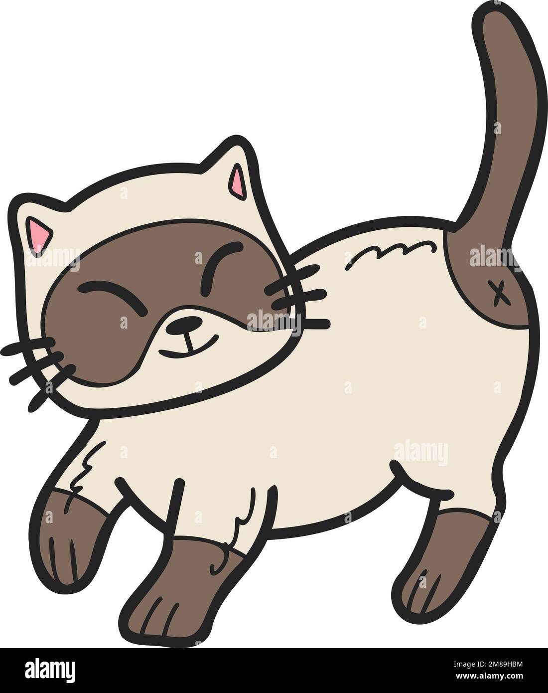 Hand Drawn walking cat illustration in doodle style isolated on ...