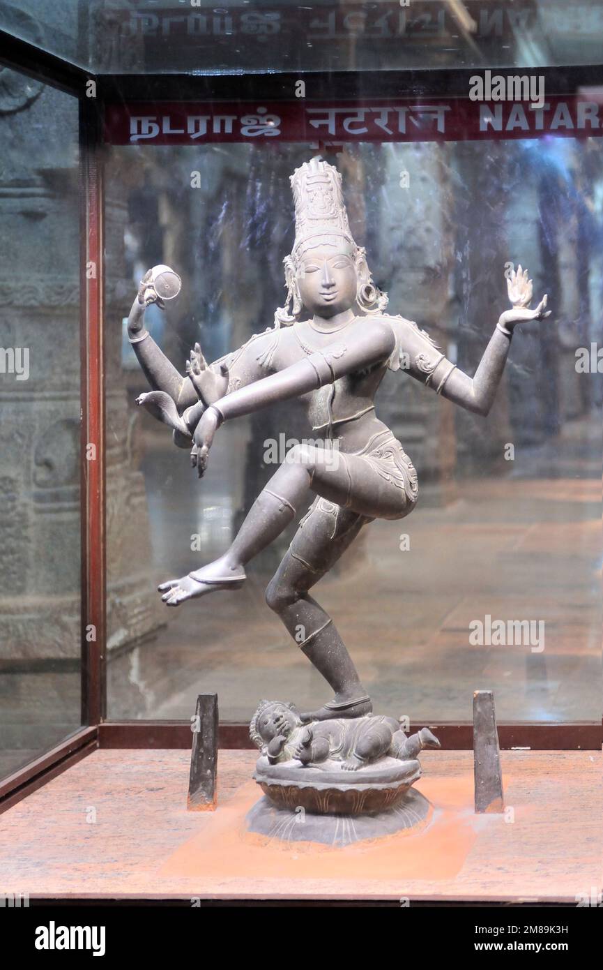 Sculpture of a Natraja in bronze Chola dynasty in Meenakshi Temple