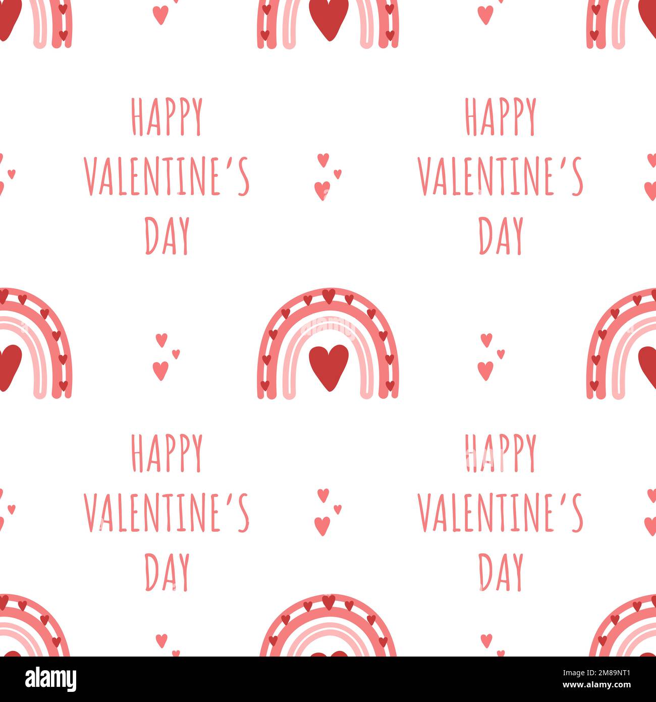 Valentines day seamless pattern with rainbows and hearts. Cute romantic ...