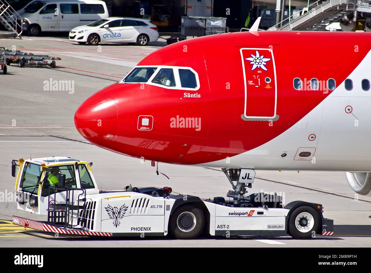 A big Airbus landing in Zurich Airport, Switzerland Stock Photo