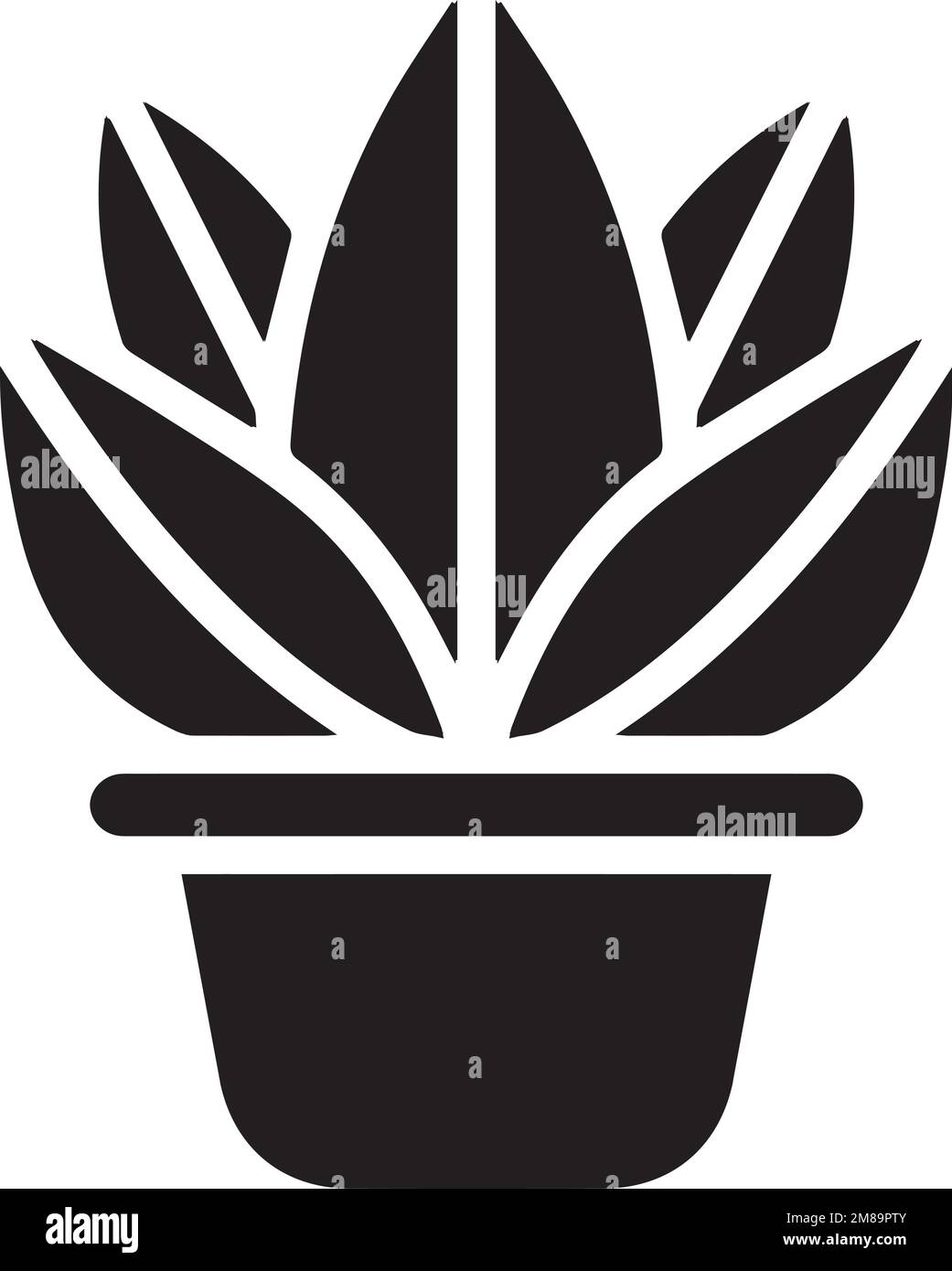 A Vector design of a potted black plant icon on a white background ...