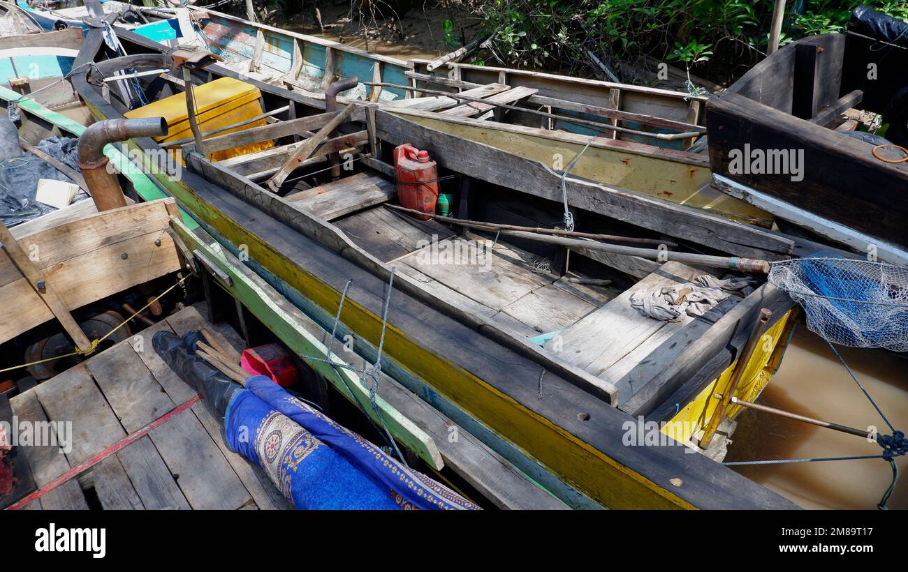 Close Up View Of Several Groups Of Traditional Fishing Boats Stock Photo