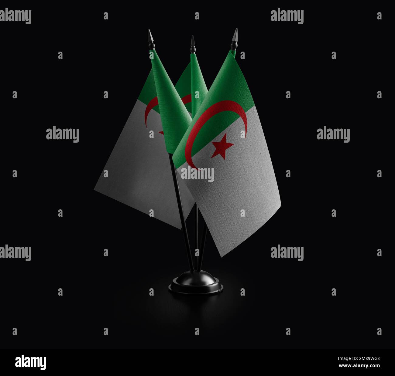 Small national flags of the Algeria on a black background Stock Photo ...