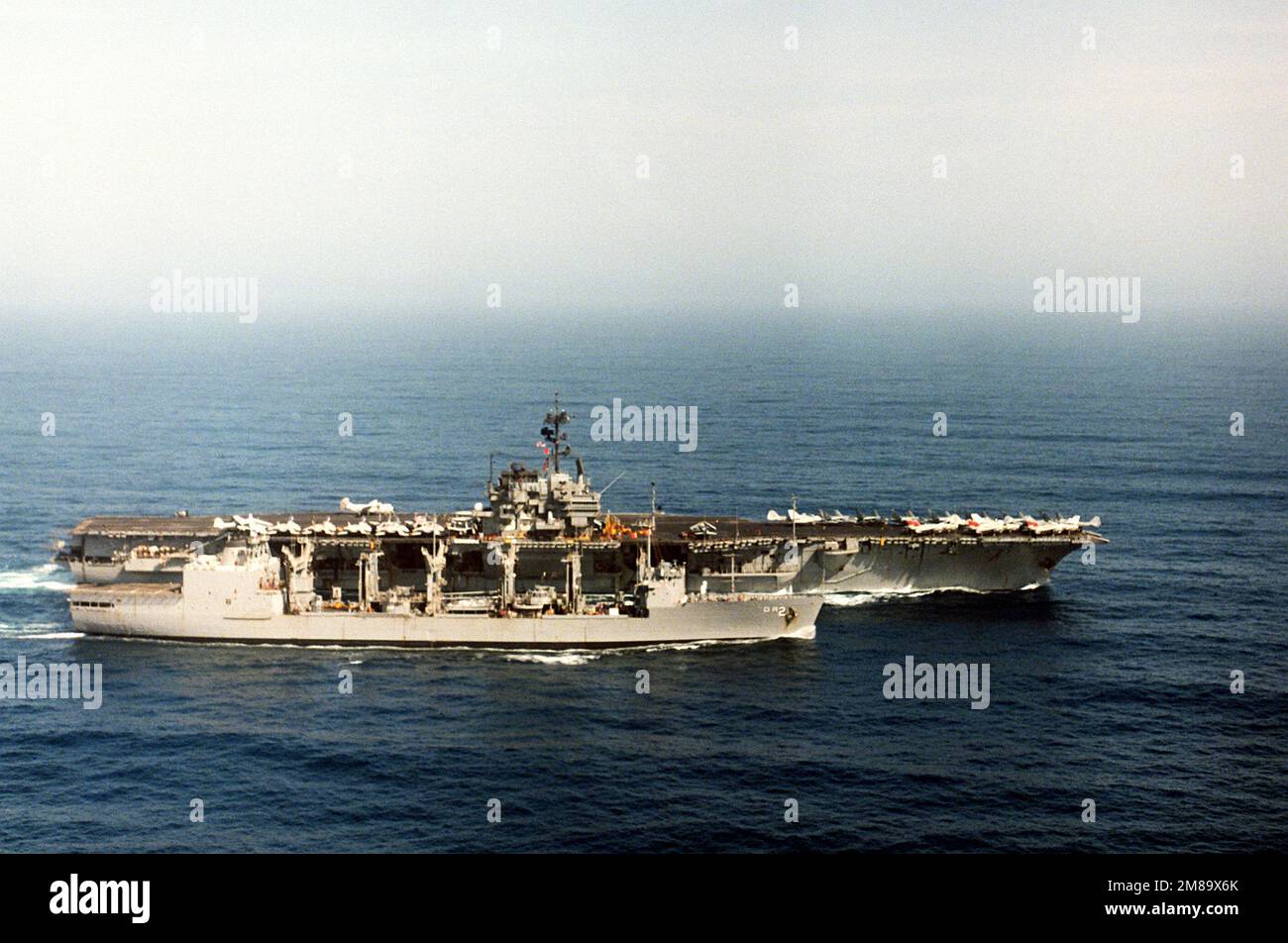 A starboard beam view of the replenishment oiler USS MILWAUKEE (AOR-2 ...