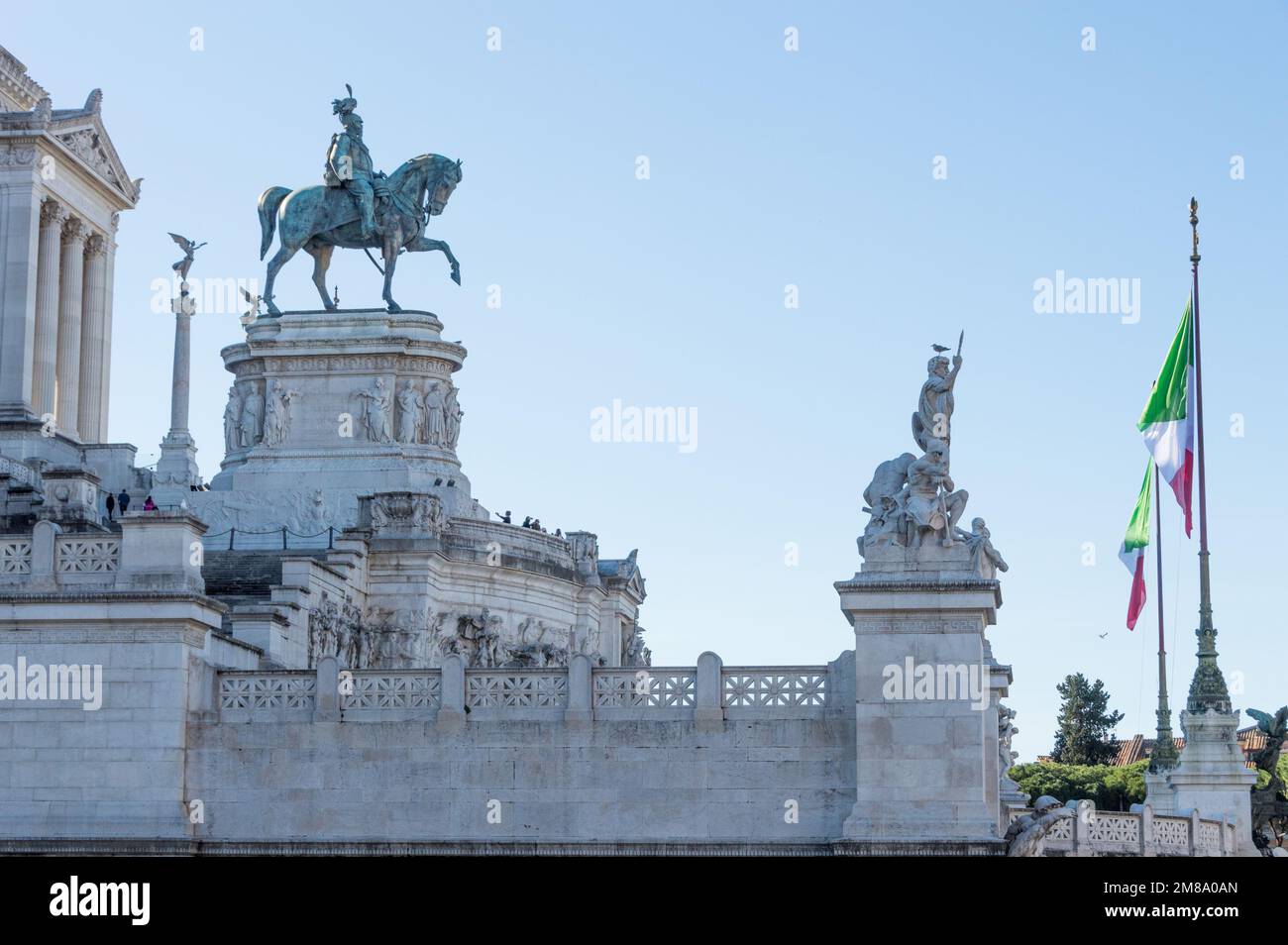 Rome - Vittoriano or Altare della Patria (Altar of the Fatherland) with the equestrian monument of Vittorio Emanuele II (1820-1878), first king of Ita Stock Photo