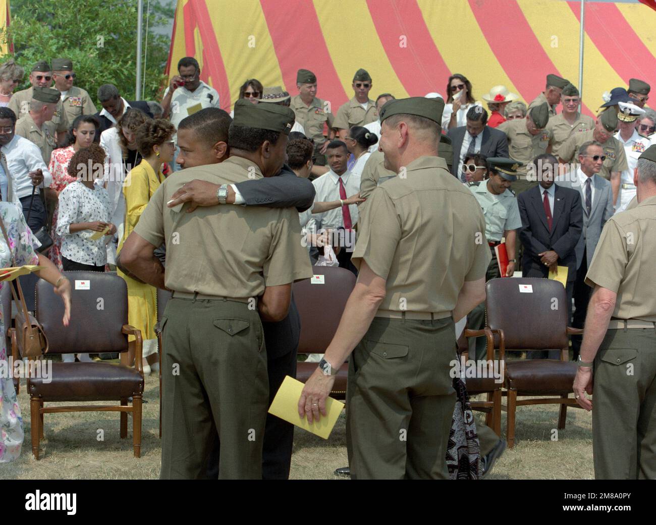LGEN Frank E. Petersen Jr. embraces his son following the change of ...