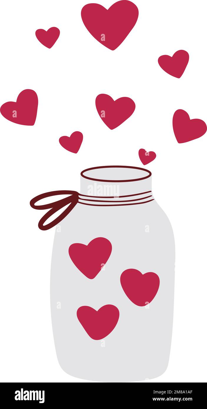 Glass jar with hearts Love and romance clipart Stock Vector Image & Art