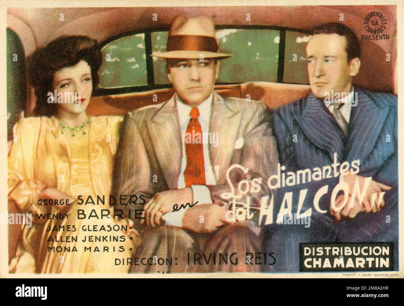 MONA MARIS RUSS CLARK and GEORGE SANDERS in A DATE WITH THE FALCON 1942 director IRVING REIS based on the character created by Michael Arlen RKO Radio Pictures Stock Photo