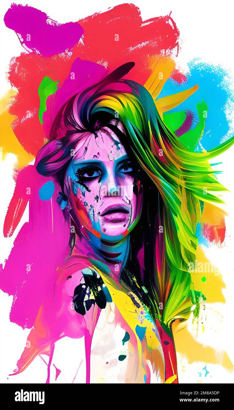 Painting art girl, girl portrait art, abstract girl, abstract model