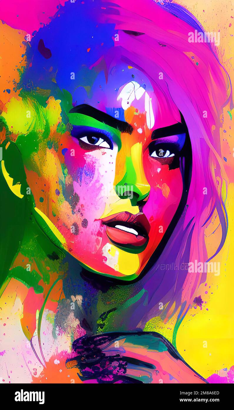 Painting art girl, girl portrait art, abstract girl, abstract model