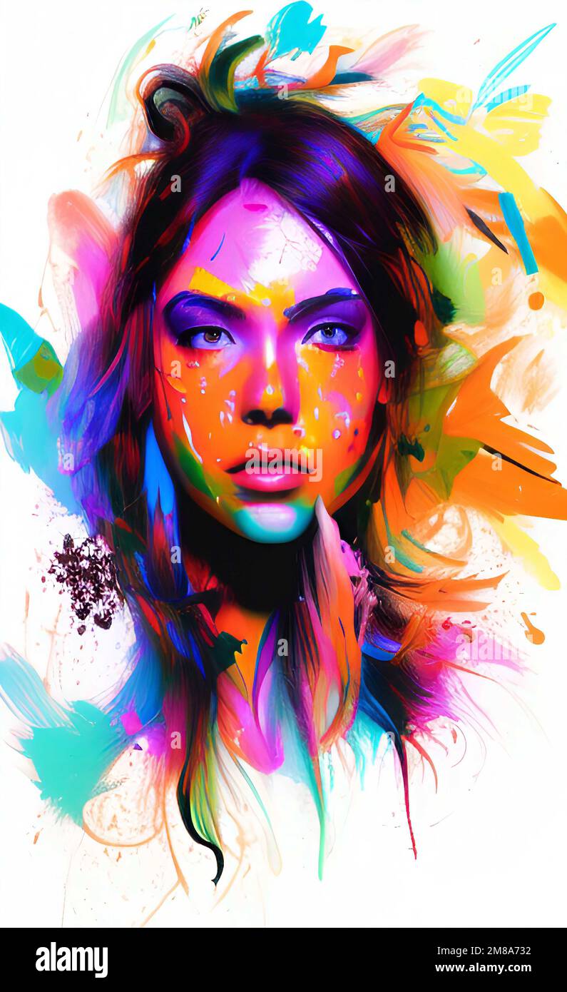 Painting art girl, girl portrait art, abstract girl, abstract model