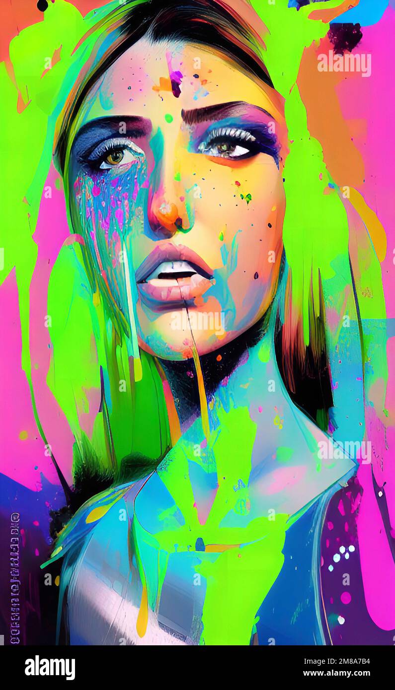 Painting art girl, girl portrait art, abstract girl, abstract model