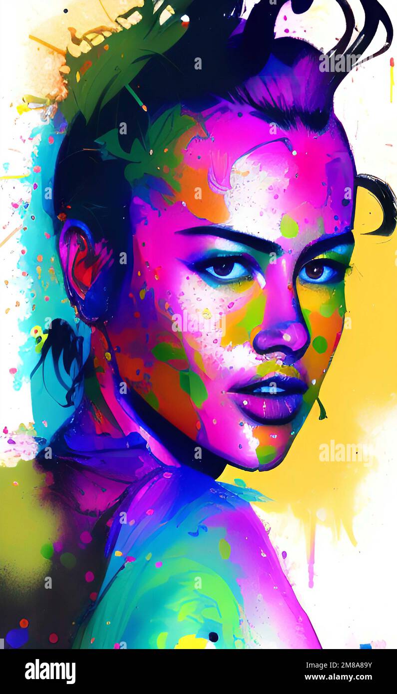 Painting art girl, girl portrait art, abstract girl, abstract model