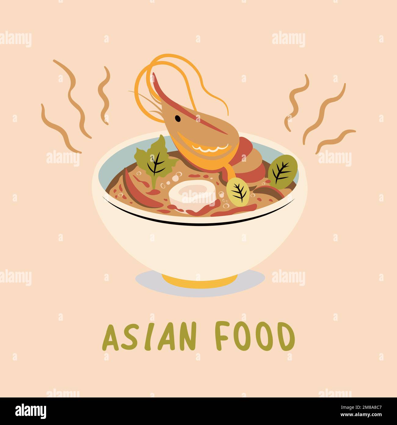 asian food soup with lobster shrimp vector Stock Vector